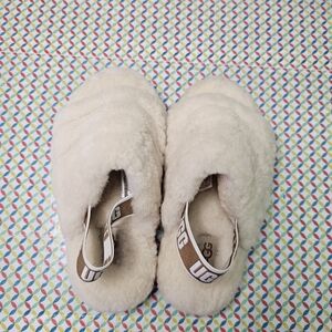 UGG Cream Fluffy Slippers Kids